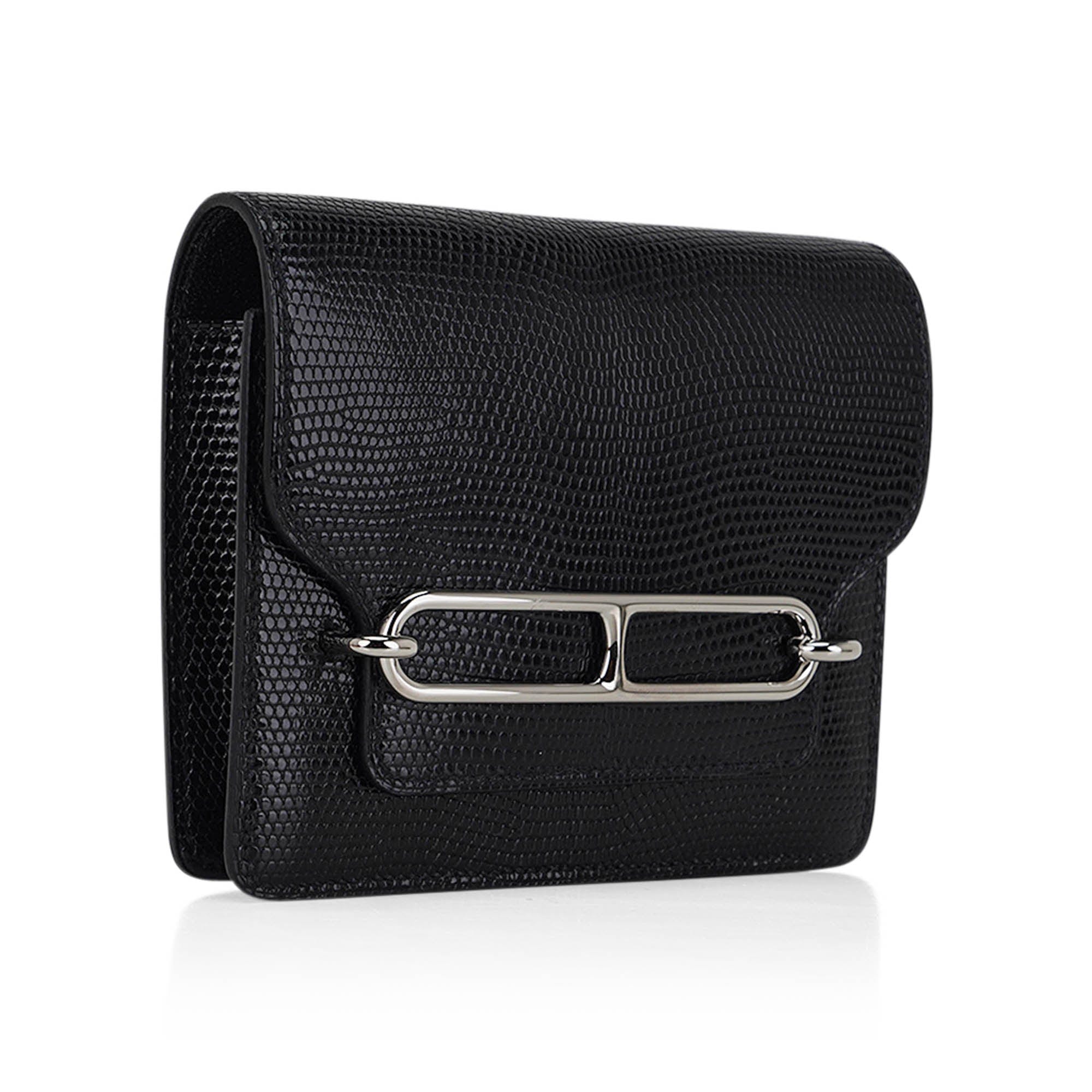 Roulis Slim Wallet Black Lizard with Palladium Hardware