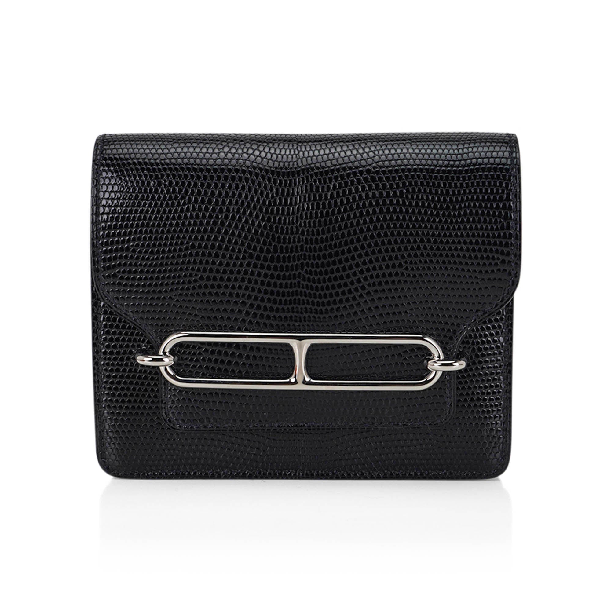Roulis Slim Wallet Black Lizard with Palladium Hardware
