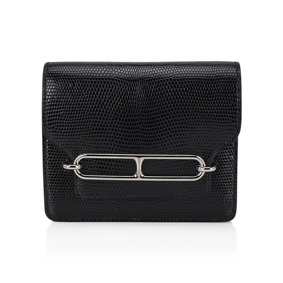 Roulis Slim Wallet Black Lizard with Palladium Hardware