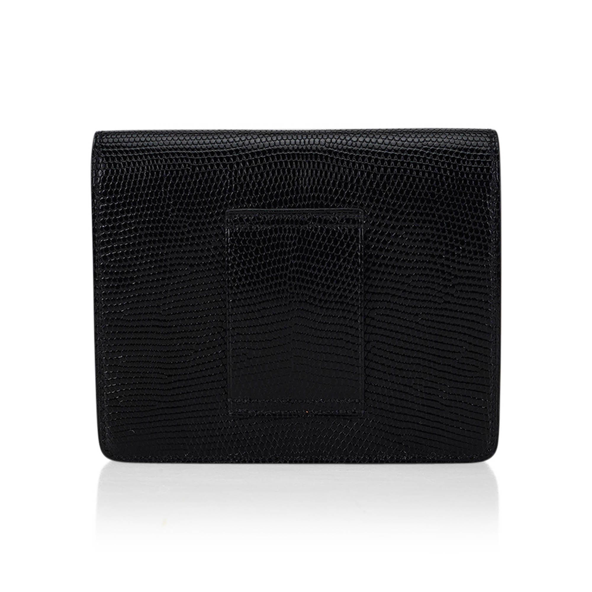 Roulis Slim Wallet Black Lizard with Palladium Hardware