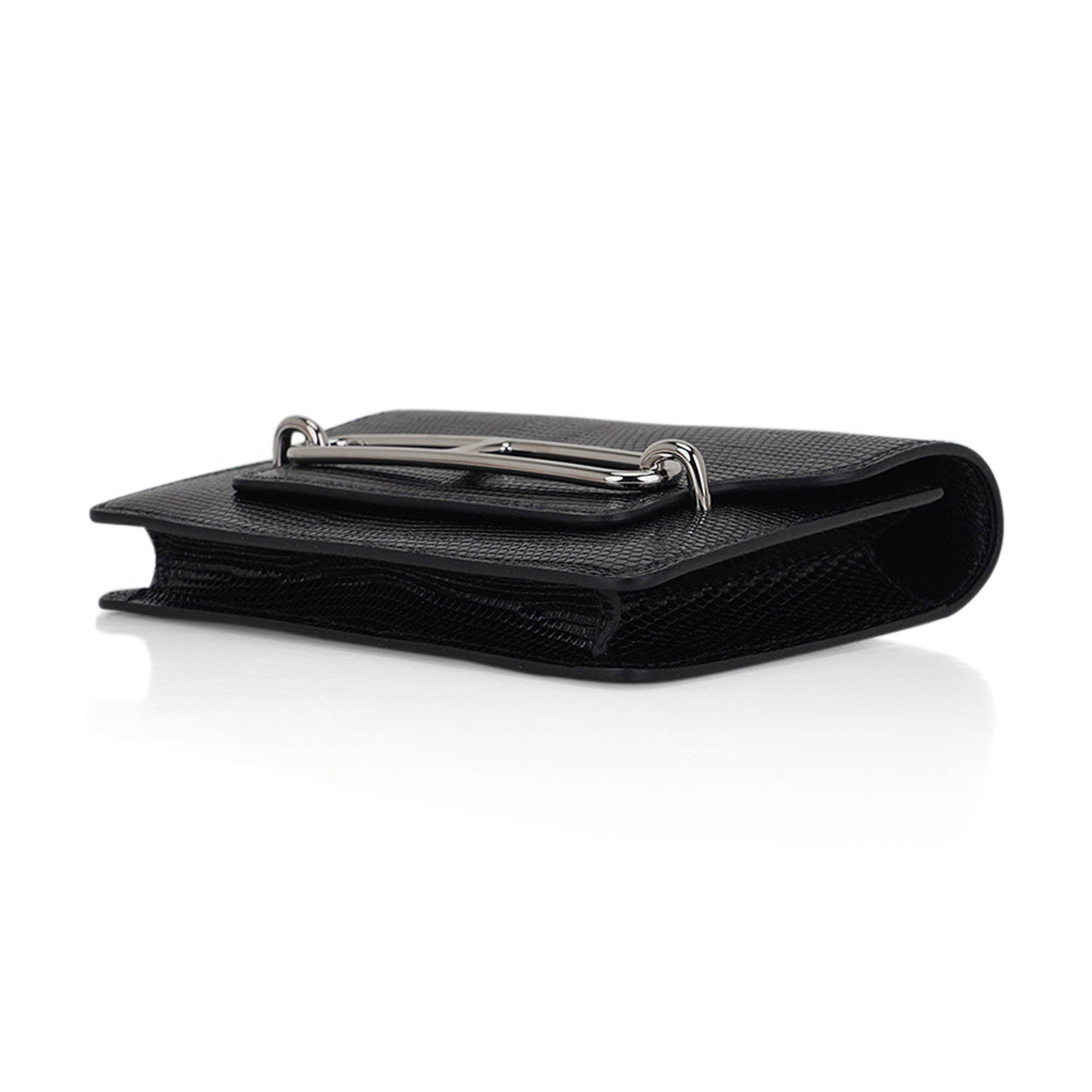 Roulis Slim Wallet Black Lizard with Palladium Hardware
