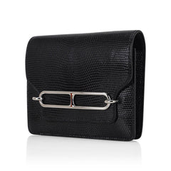 Roulis Slim Wallet Black Lizard with Palladium Hardware