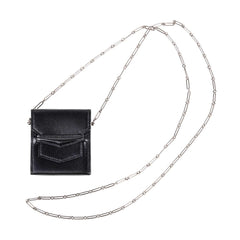 Micro Sac Limited Edition 70 mm Noir Villandry Paper Clip Chain Bag Palladium Hardware