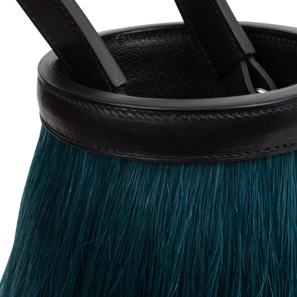 Toupet Bag Fringed Horse Hair Vert Fonce Black Evercalf