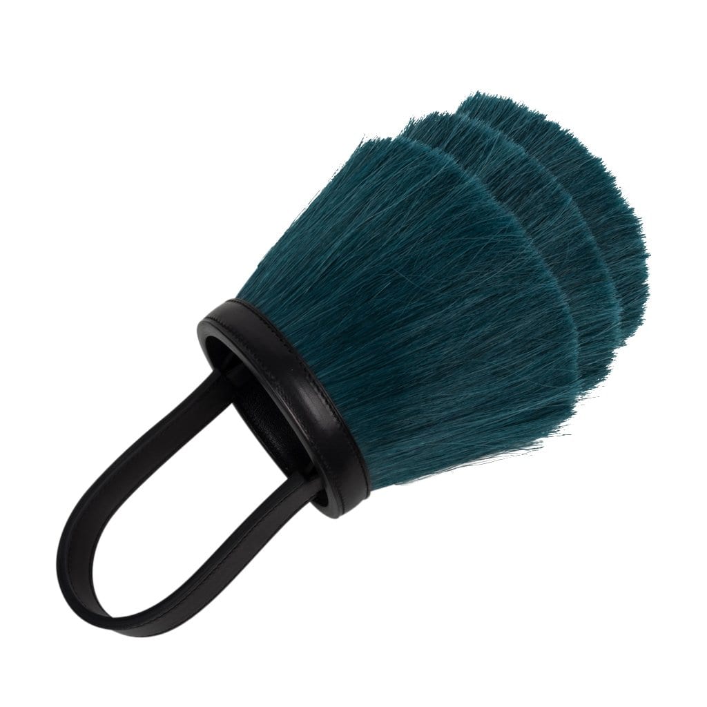Toupet Bag Fringed Horse Hair Vert Fonce Black Evercalf