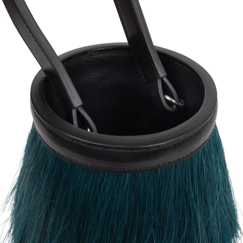 Toupet Bag Fringed Horse Hair Vert Fonce Black Evercalf