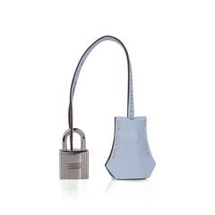 Birkin 25 Sellier Bag Blue Brume Epsom Palladium Hardware New