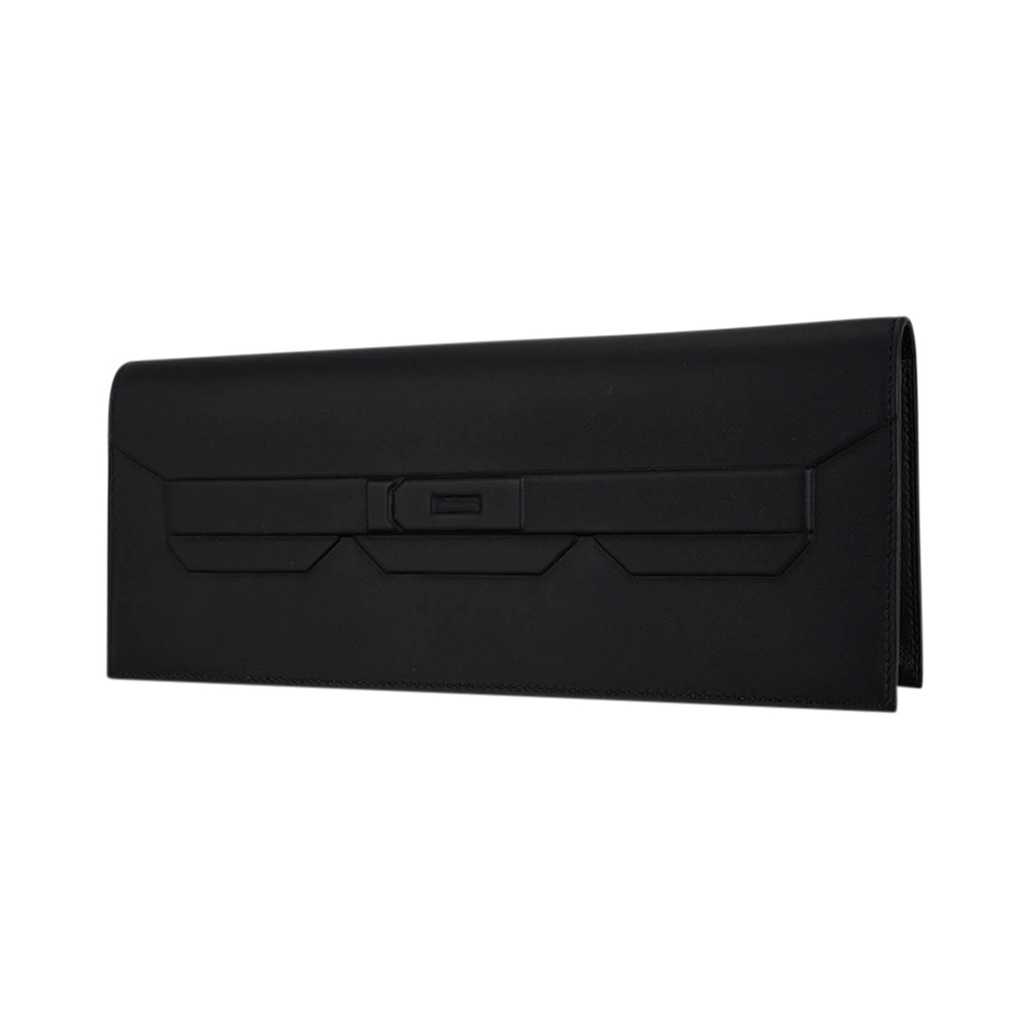 Shadow Birkin Clutch Bag Black Swift Leather
