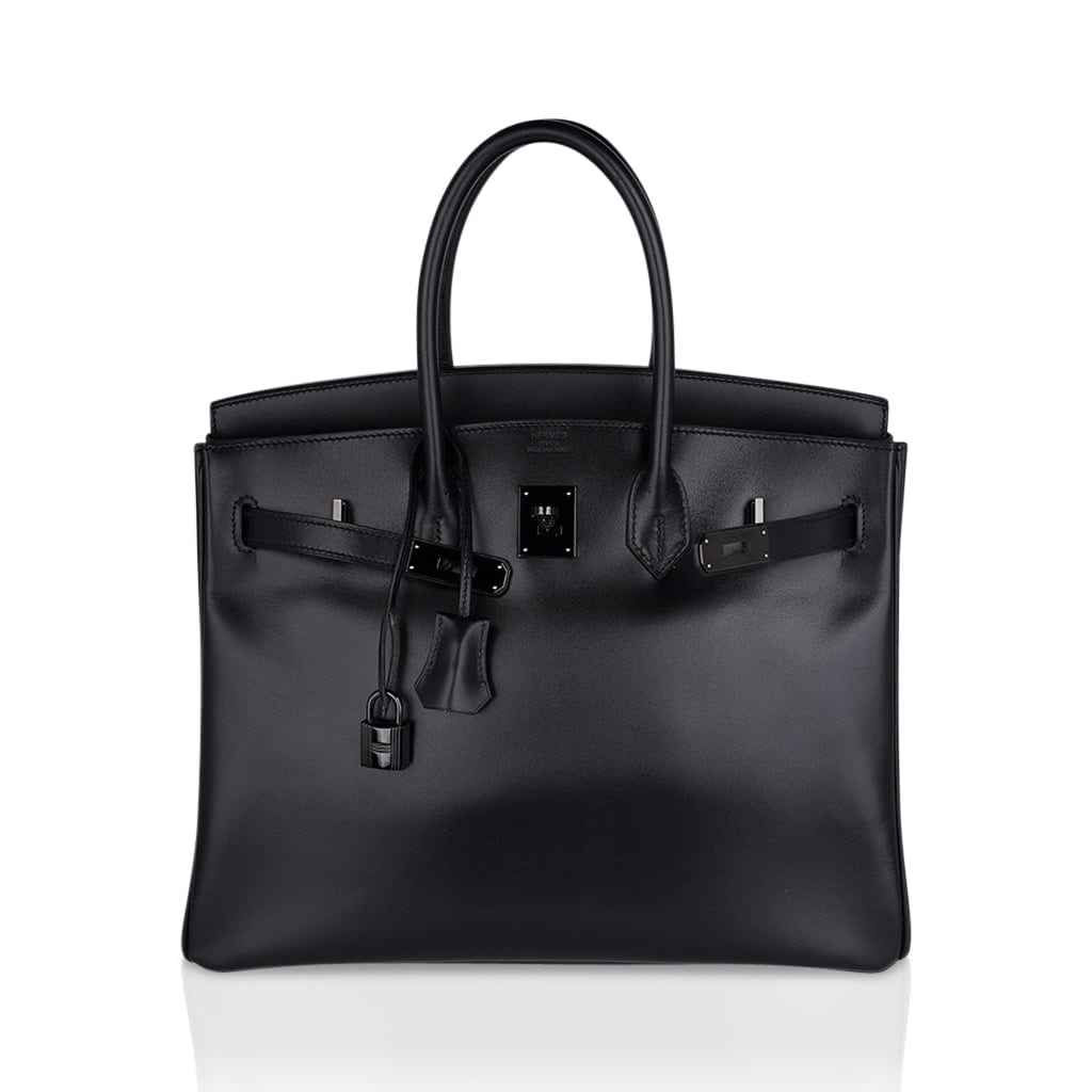 Birkin 35 Bag So Black Box Leather Limited Edition Very Rare
