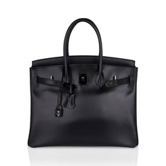 Birkin 35 Bag So Black Box Leather Limited Edition Very Rare