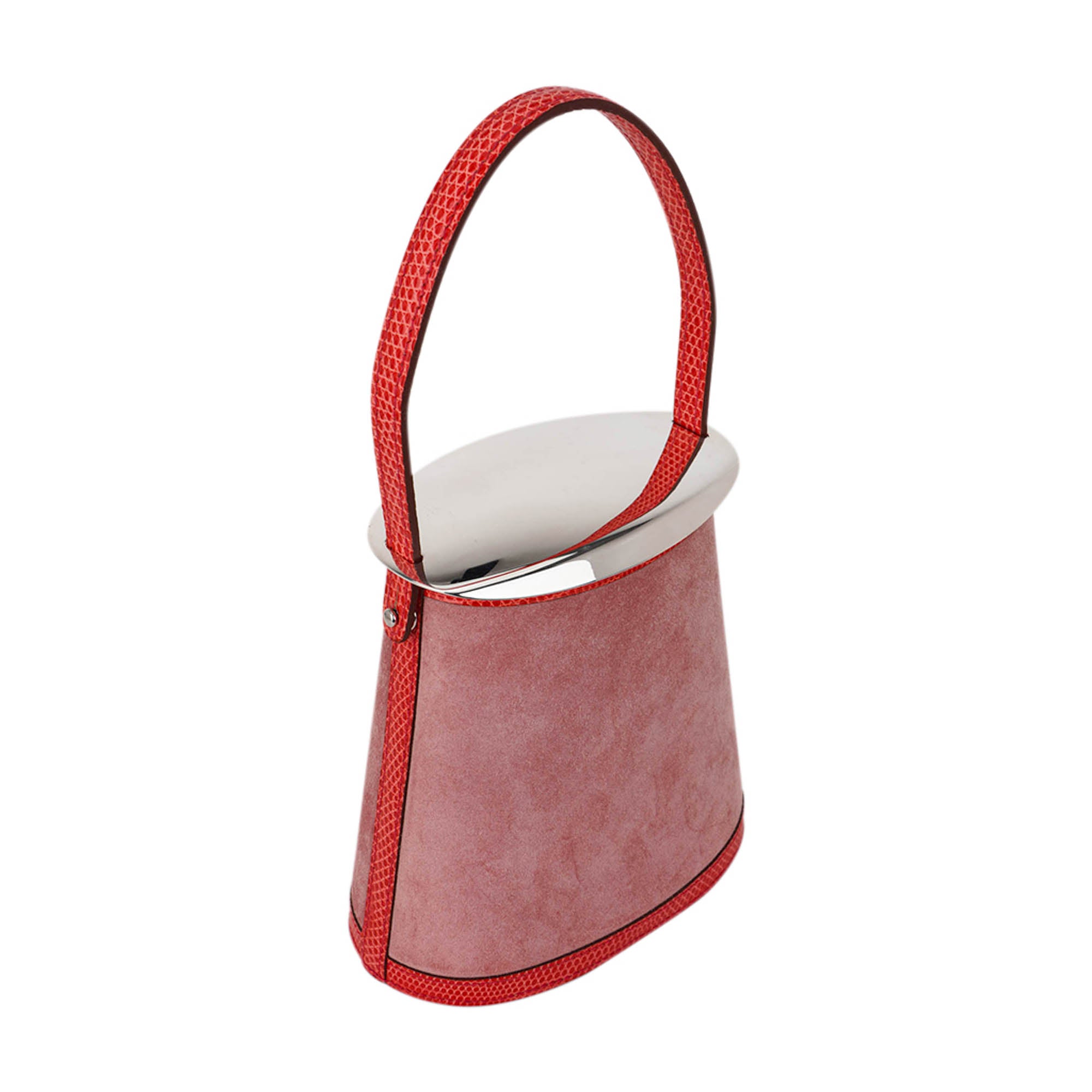 Limited Edition Stromboli Bag Rose Indien Doblis Rose Azalee Lizard with Sterling Silver Lid