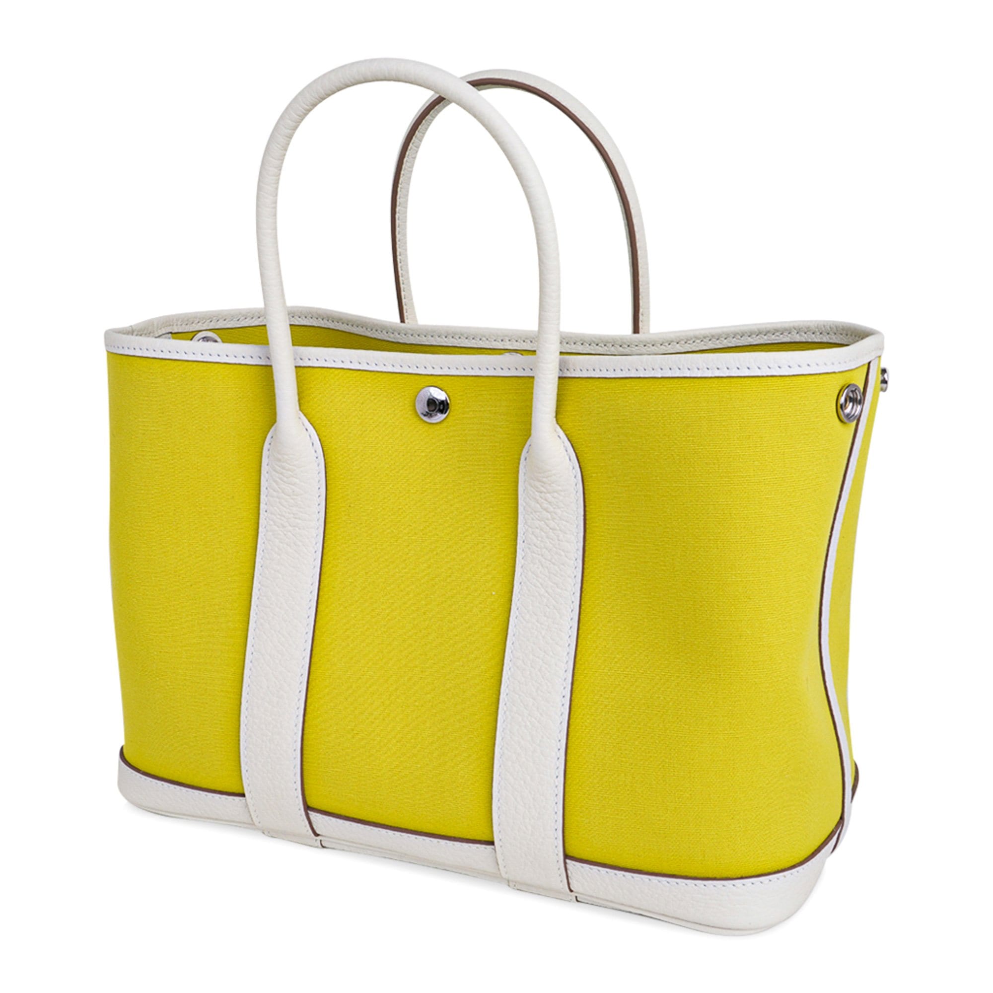 Garden Party 30 Bag Lime Toile Officier / Blanc Vache Country Leather