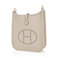 Mini Evelyne TPM Bag Beton Clemence Leather with Gold Hardware