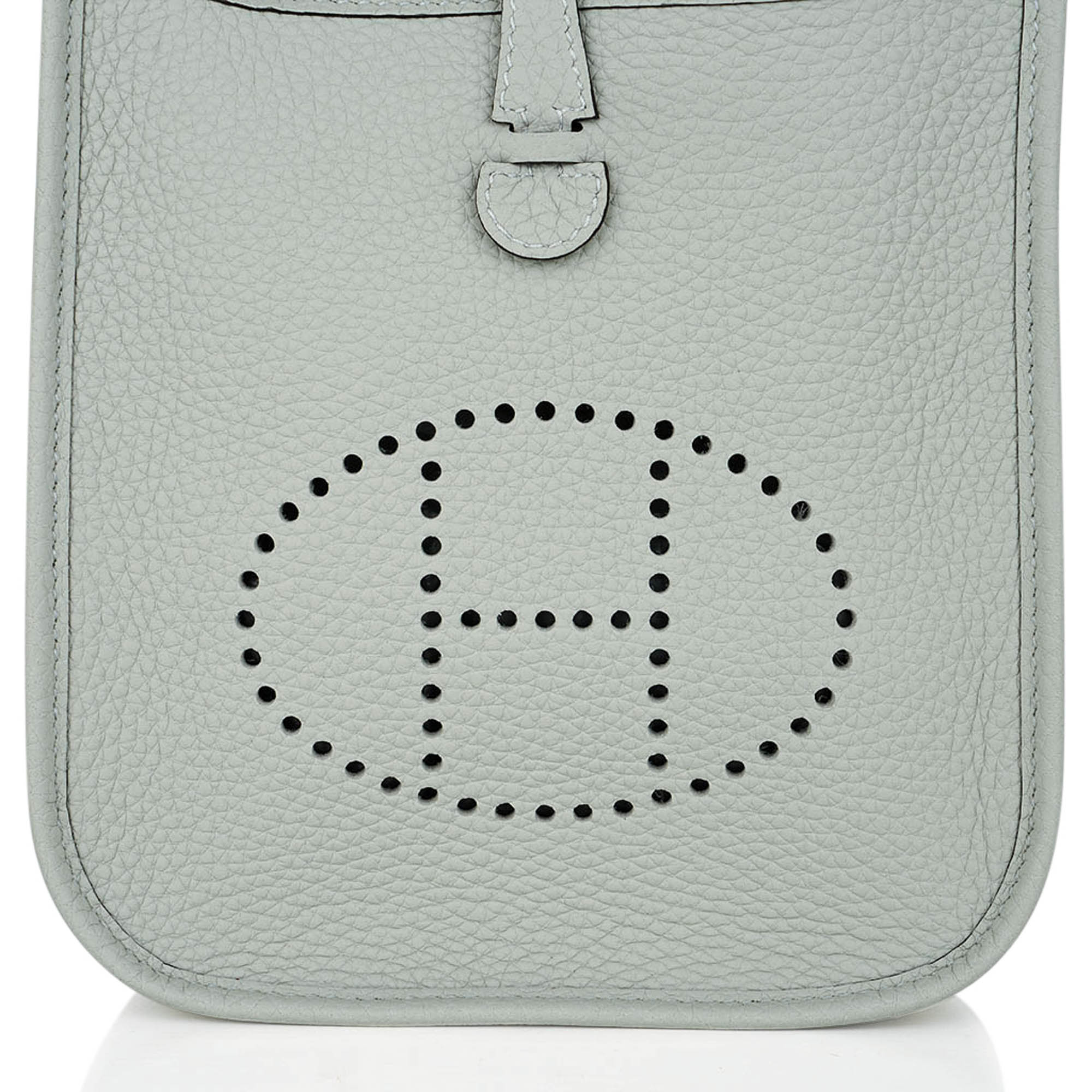 Mini Evelyne TPM Bag Gris Neve Clemence Leather with Gold Hardware