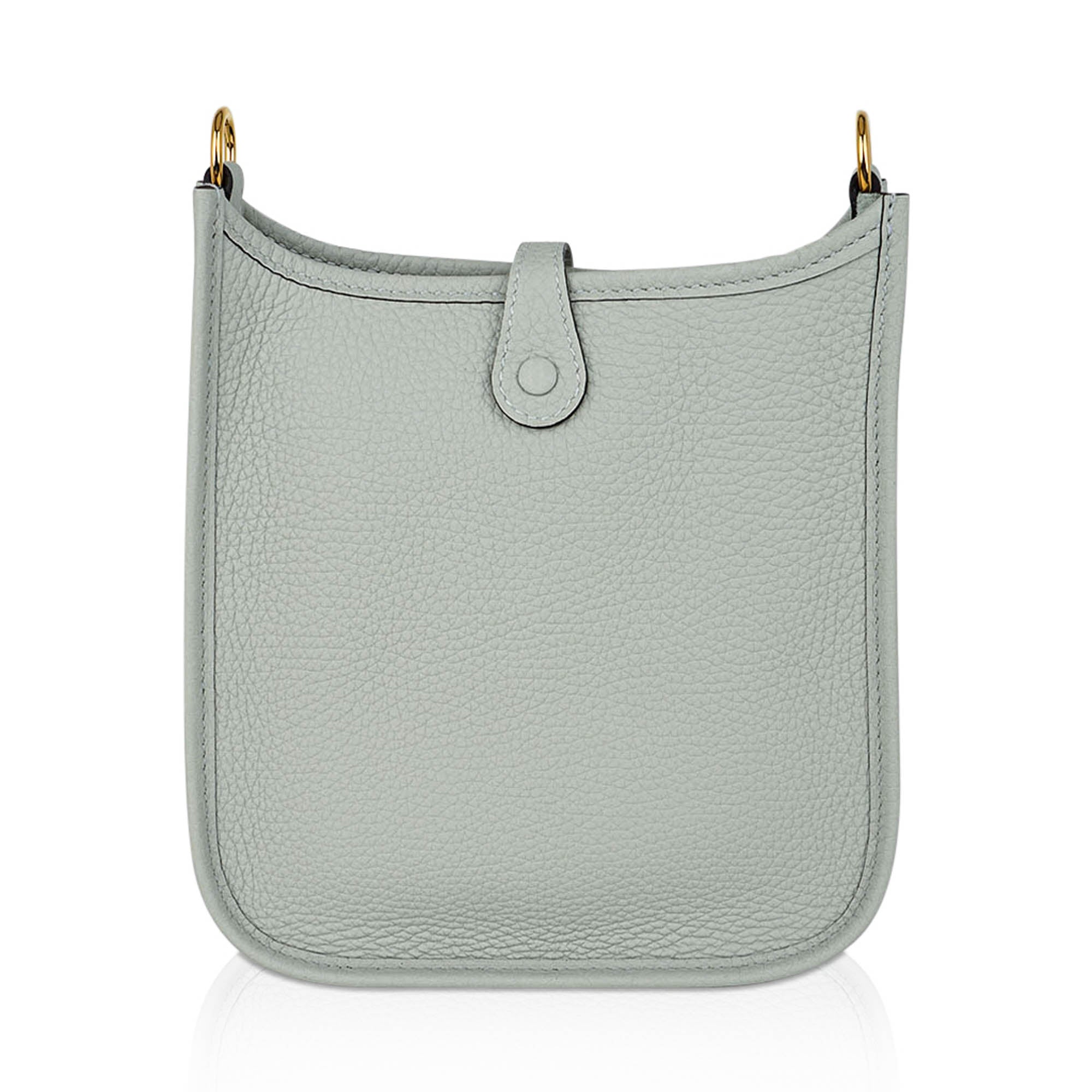 Mini Evelyne TPM Bag Gris Neve Clemence Leather with Gold Hardware