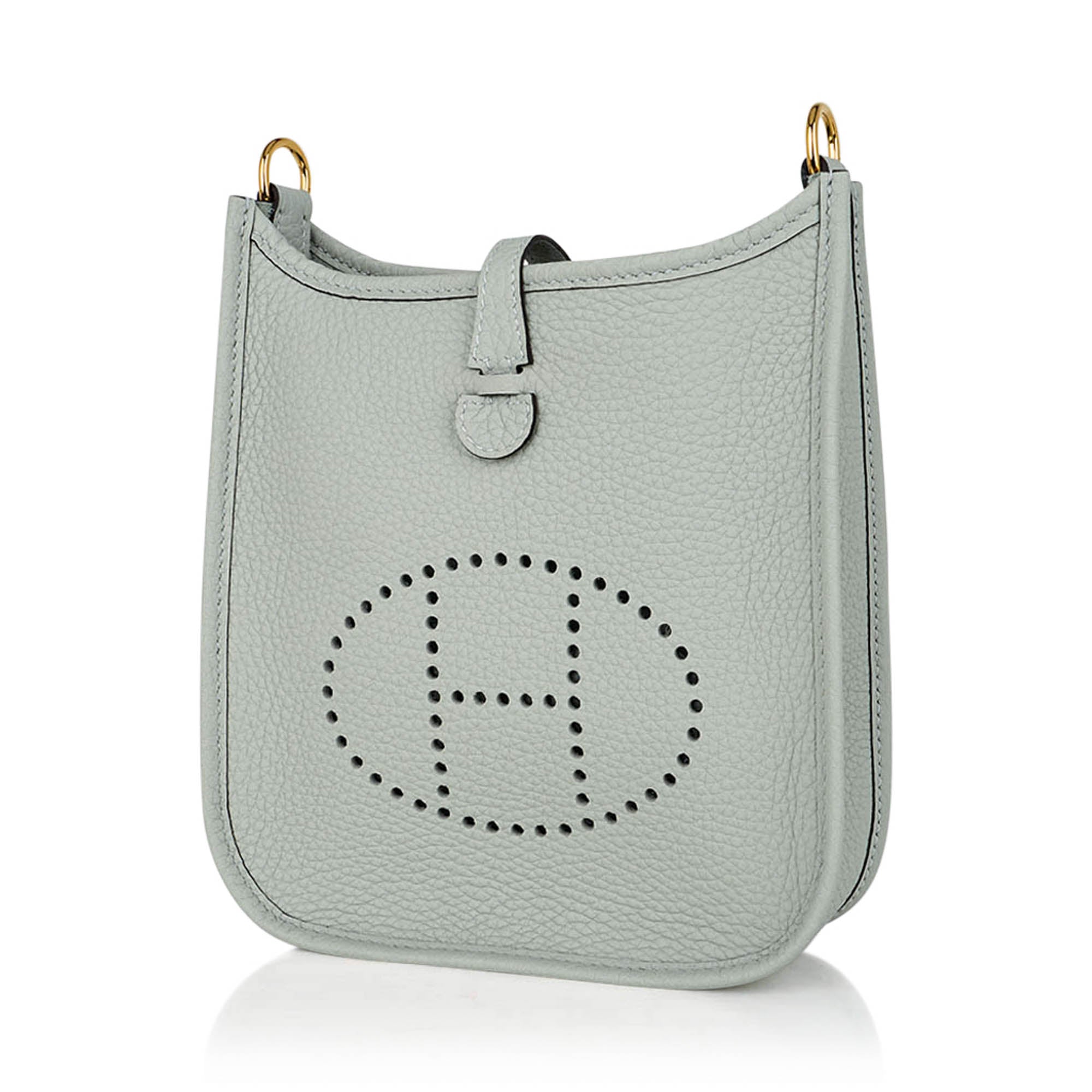 Mini Evelyne TPM Bag Gris Neve Clemence Leather with Gold Hardware