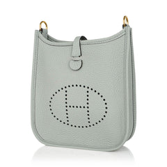 Mini Evelyne TPM Bag Gris Neve Clemence Leather with Gold Hardware