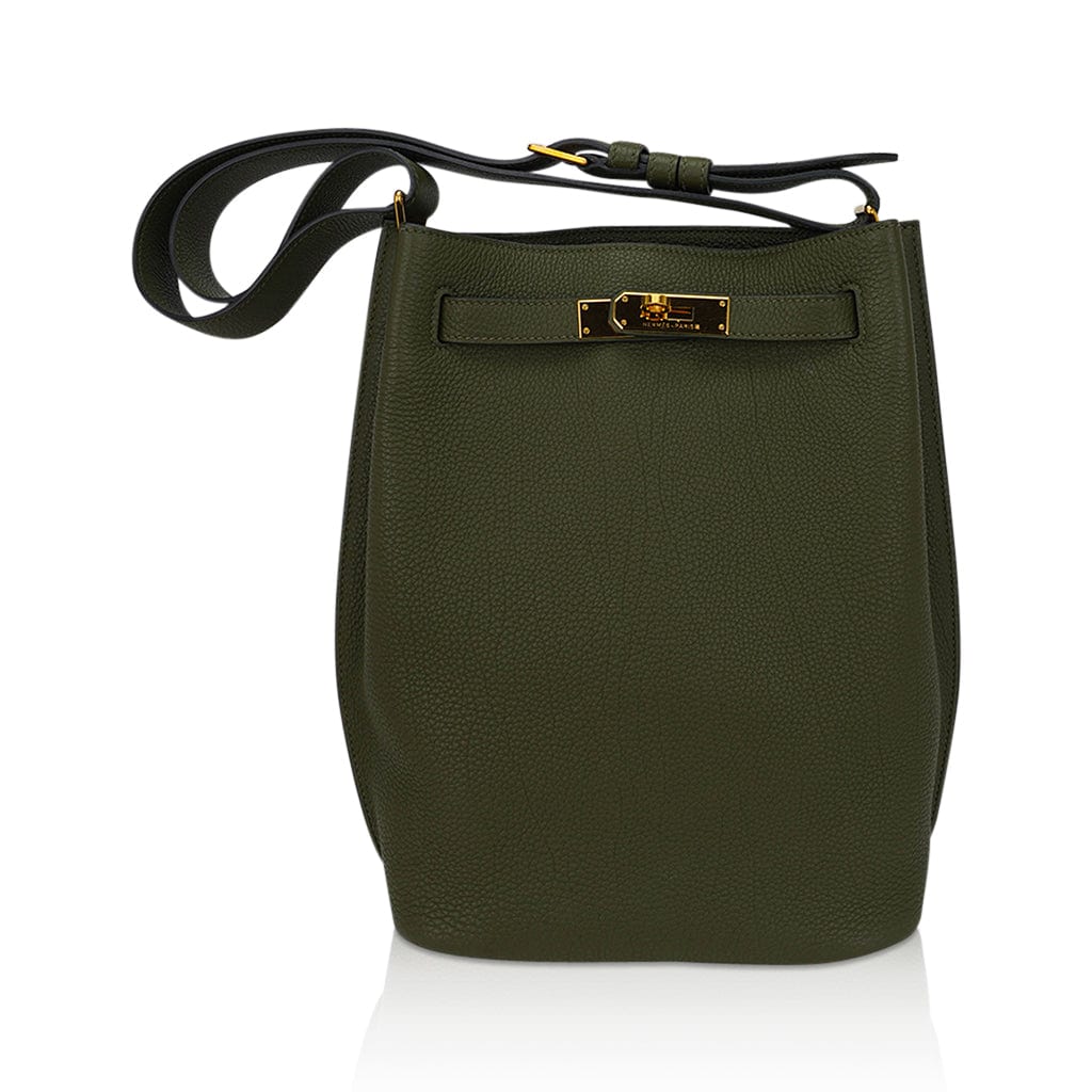 So Kelly 22 Vert Veronese Tote Shoulder Bag Gold Hardware Togo Leather