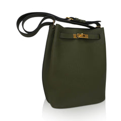 So Kelly 22 Vert Veronese Tote Shoulder Bag Gold Hardware Togo Leather