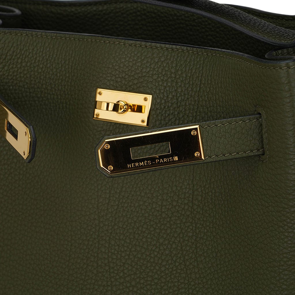 So Kelly 22 Vert Veronese Tote Shoulder Bag Gold Hardware Togo Leather