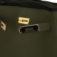 So Kelly 22 Vert Veronese Tote Shoulder Bag Gold Hardware Togo Leather