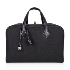 Victoria ll Fourre-Tout 43 Travel Bag Black Toile Palladium Hardware New
