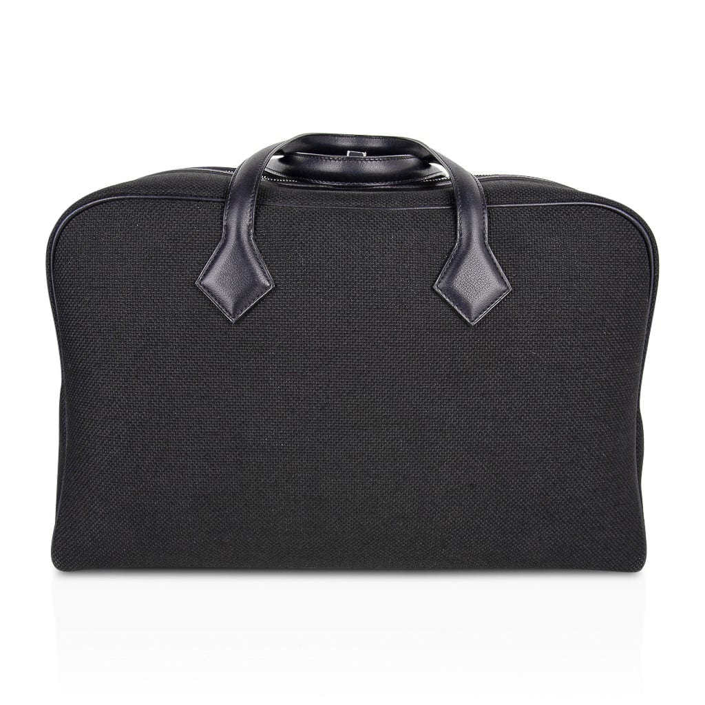 Victoria ll Fourre-Tout 43 Travel Bag Black Toile Palladium Hardware New