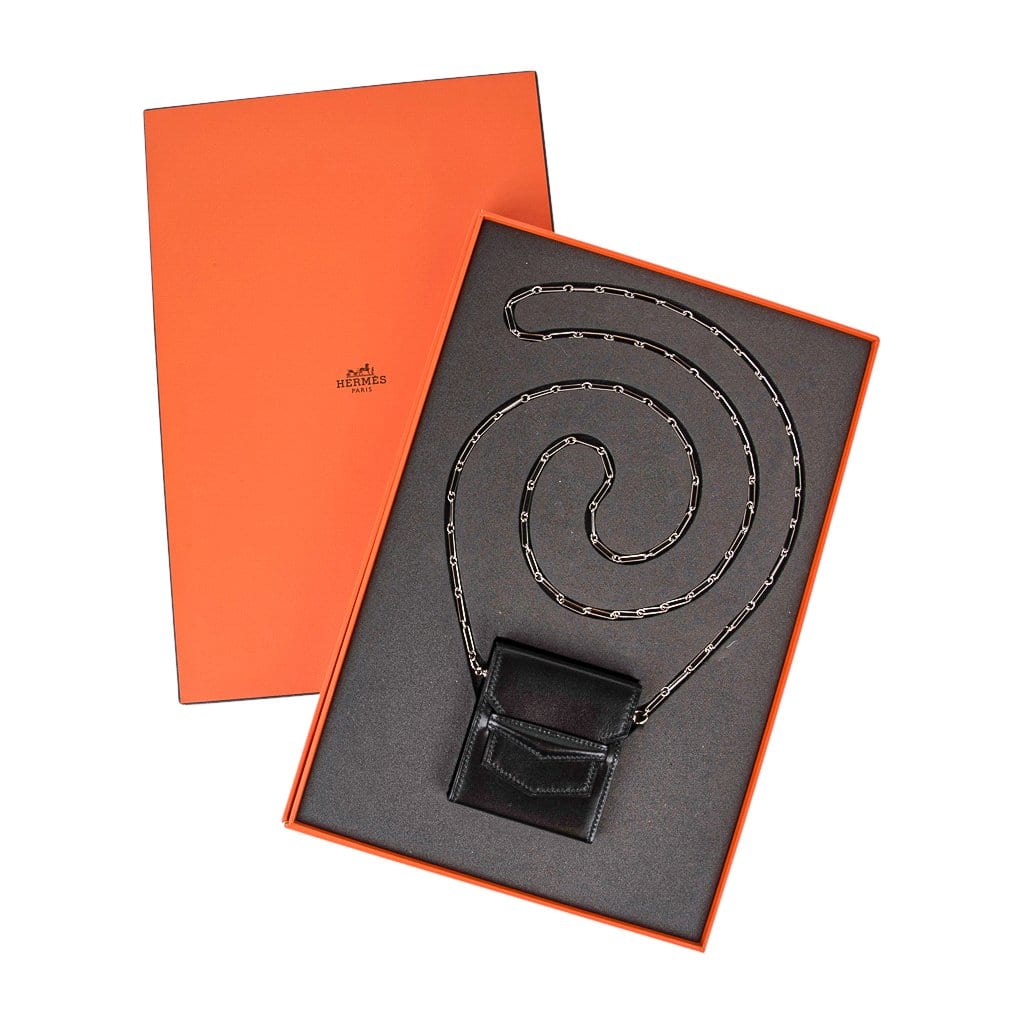 Micro Sac Limited Edition 70 mm Noir Villandry Paper Clip Chain Bag Palladium Hardware