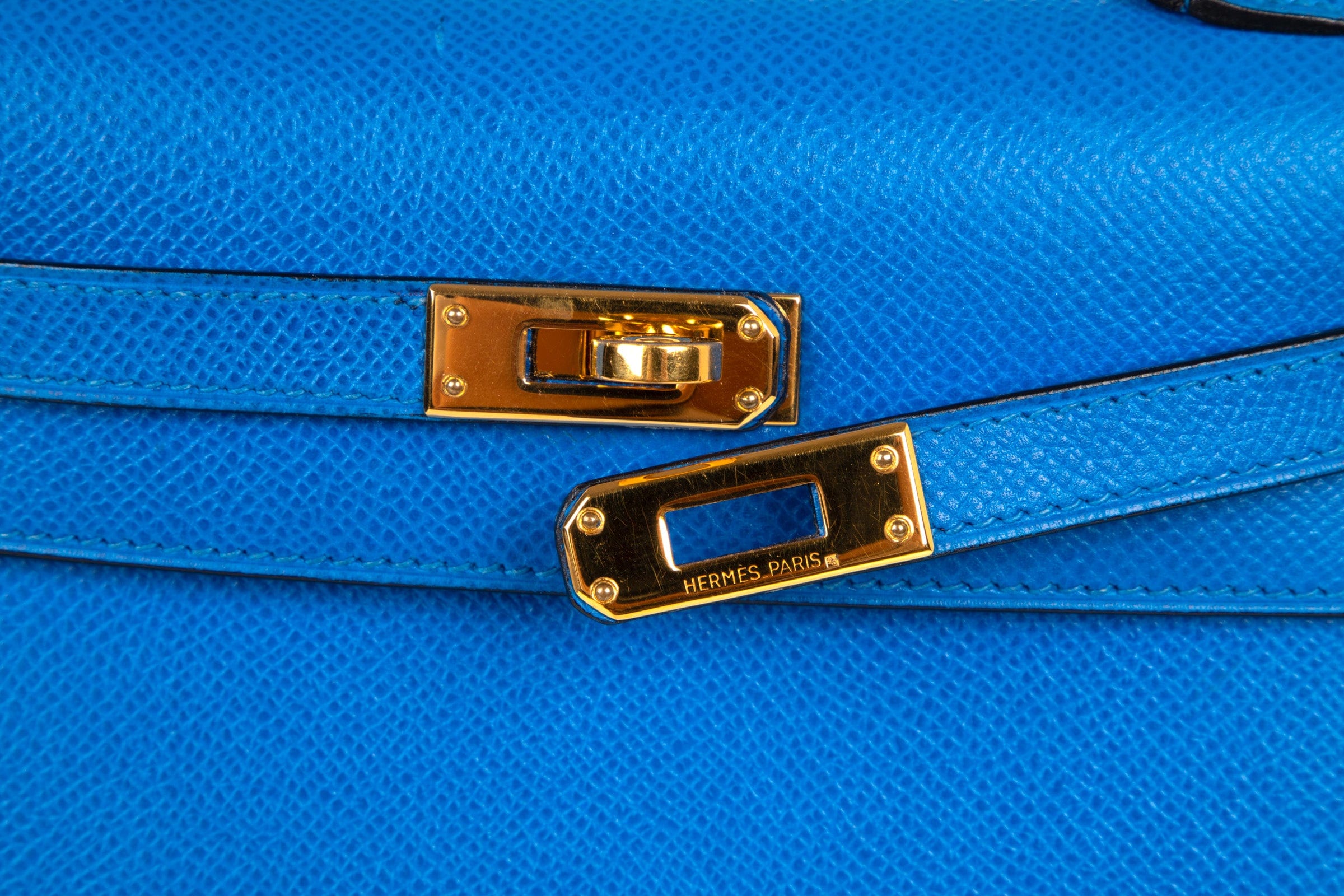 Vintage Kelly 20 Sellier Mini Blue de France Courchevel Gold Hardware