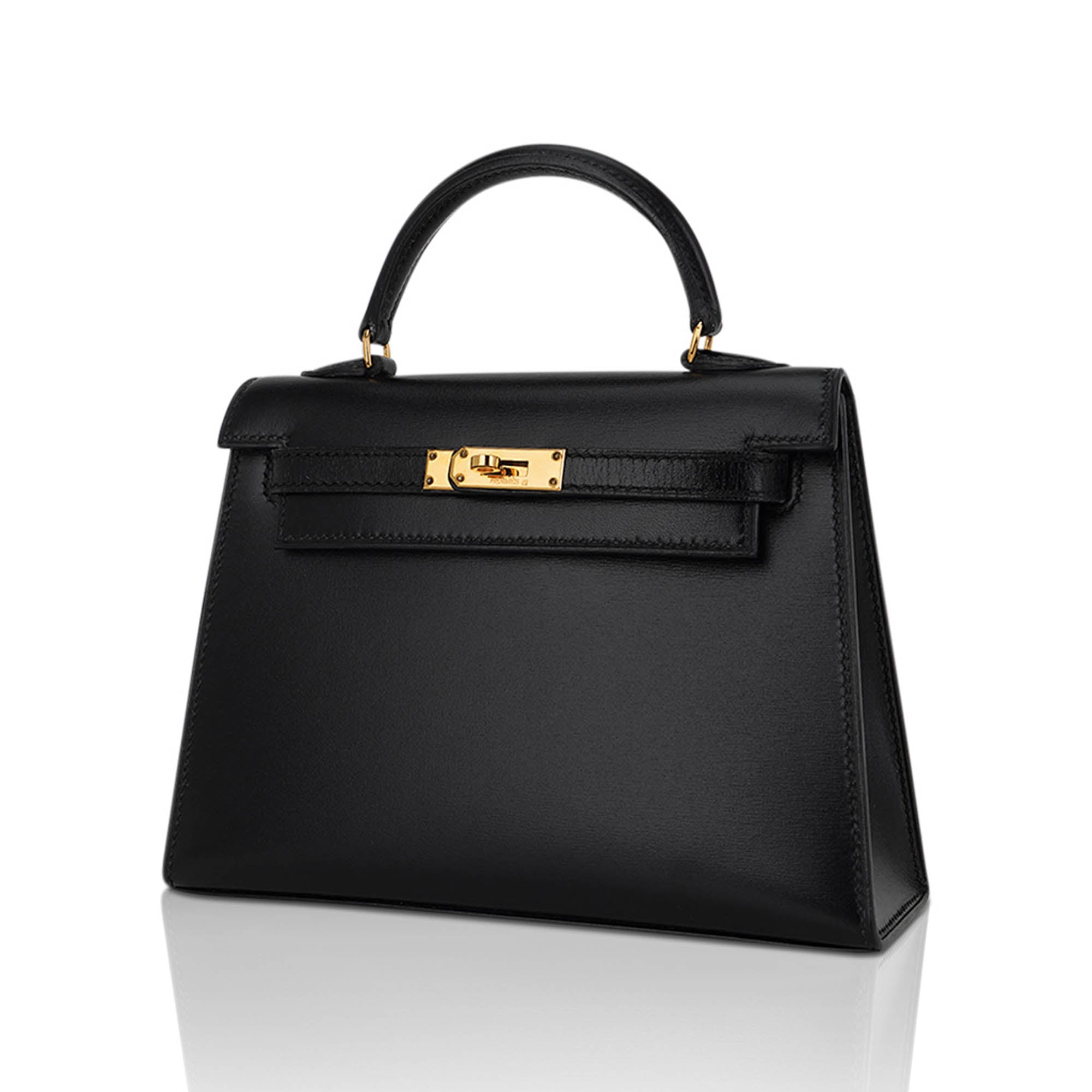 Vintage Kelly 15 Micro Sellier Bag Black Box Leather with Gold Hardware