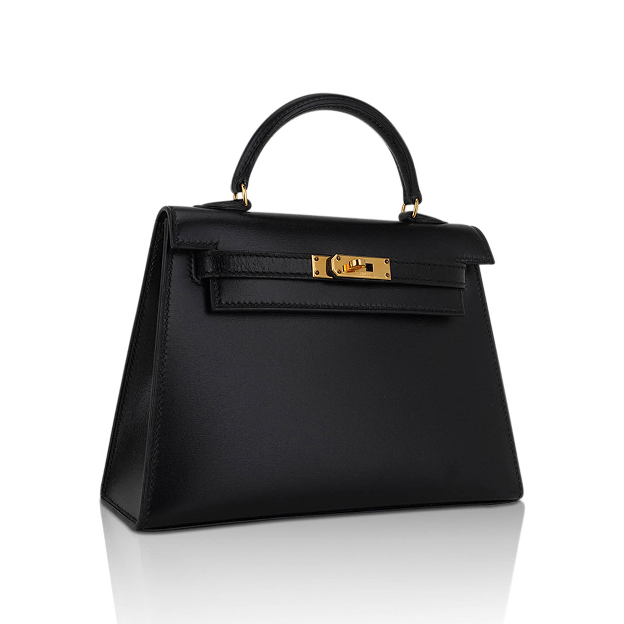Vintage Kelly 15 Micro Sellier Bag Black Box Leather with Gold Hardware