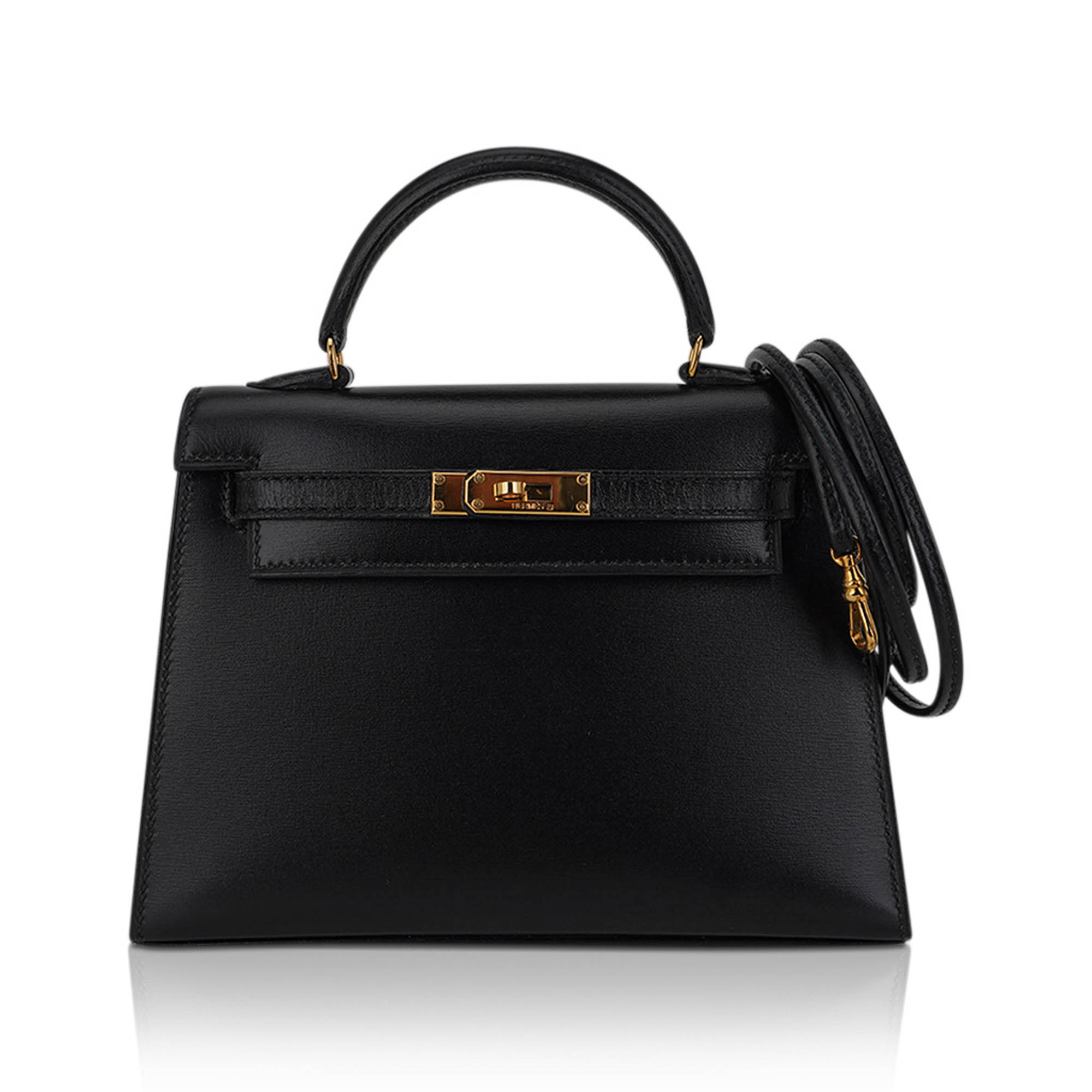 Vintage Kelly 15 Micro Sellier Bag Black Box Leather with Gold Hardware