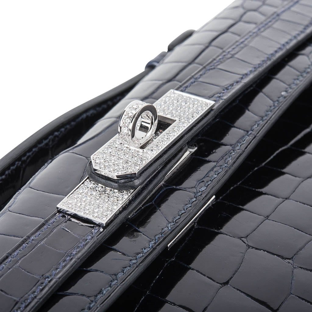 Kelly Cut Diamond Blue Marine Crocodile Bag Exquisite Clutch