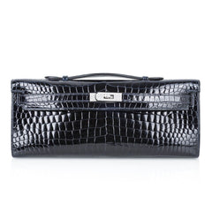 Kelly Cut Diamond Blue Marine Crocodile Bag Exquisite Clutch