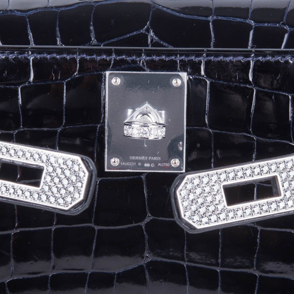 Kelly Cut Diamond Blue Marine Crocodile Bag Exquisite Clutch