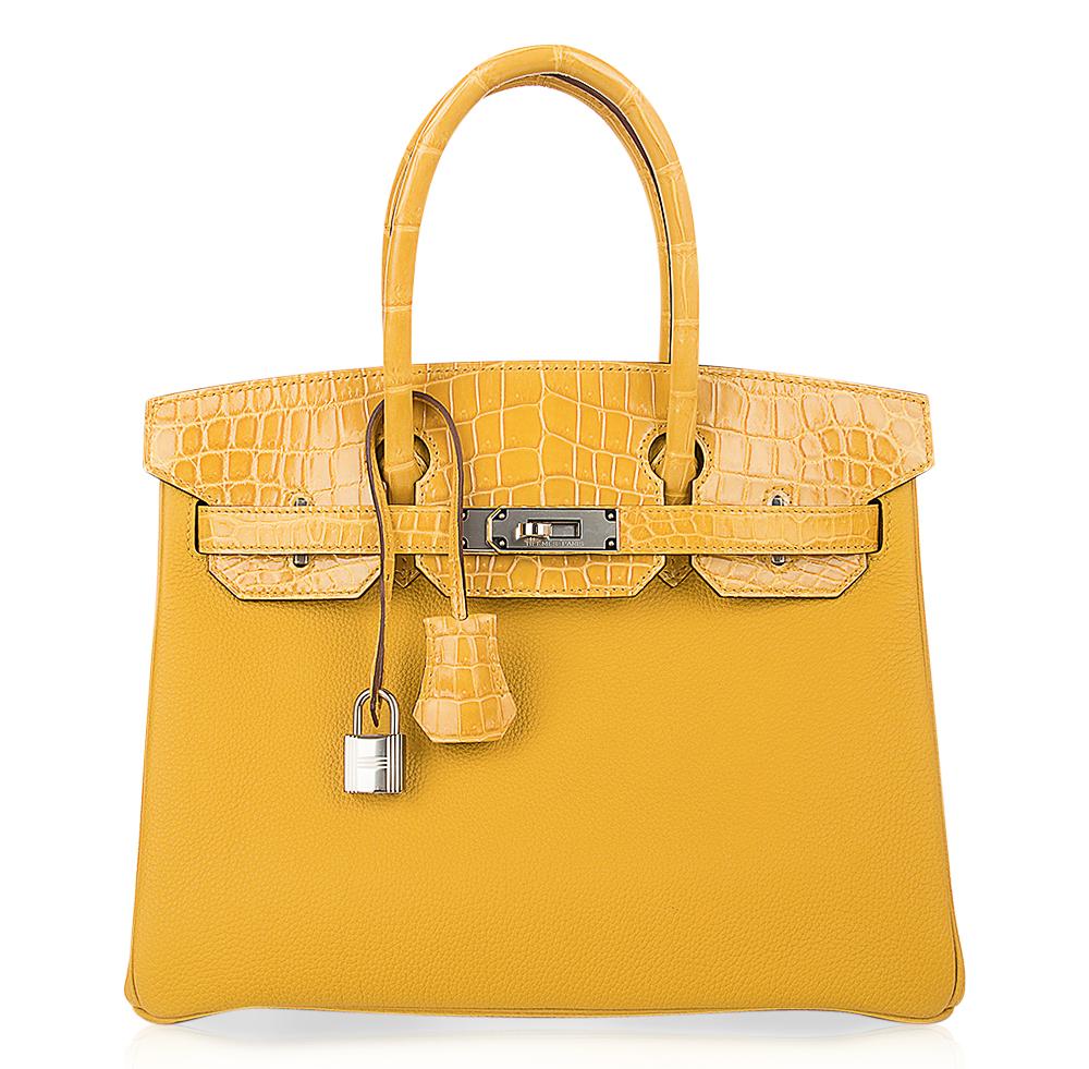 Birkin Touch 30 Bag Jaune Ambre  Crocodile / Togo Limited Edition