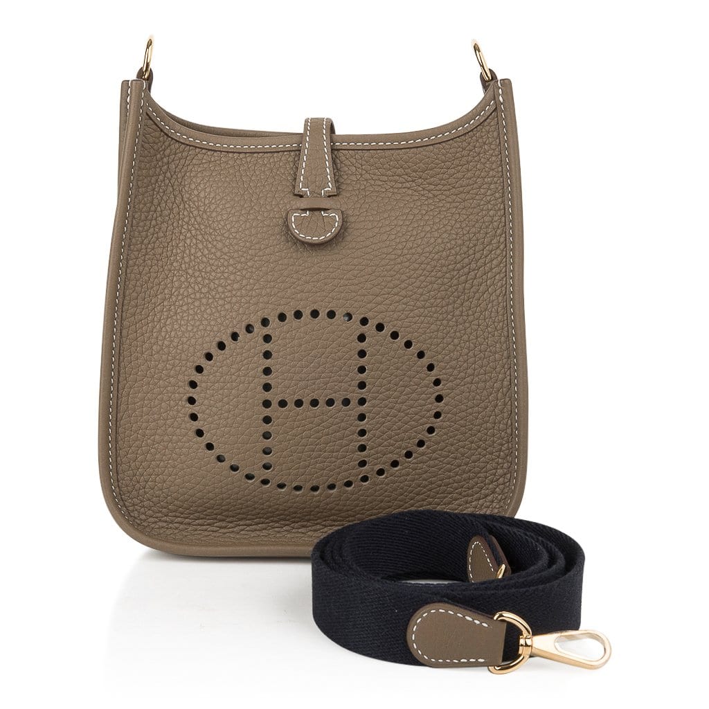 Mini Evelyne TPM Etoupe Clemence Leather Navy Strap Gold Hardware