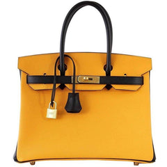 Birkin 30 Bag HSS Bi-Color Jaune  Black Brushed Gold Epsom