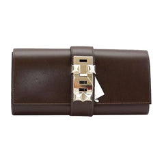 Medor Clutch Bag Chocolate Box Leather Palladium