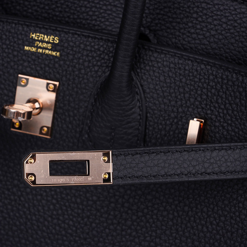 Birkin 25 Bag Black Togo Leather with Rose Gold Hardware