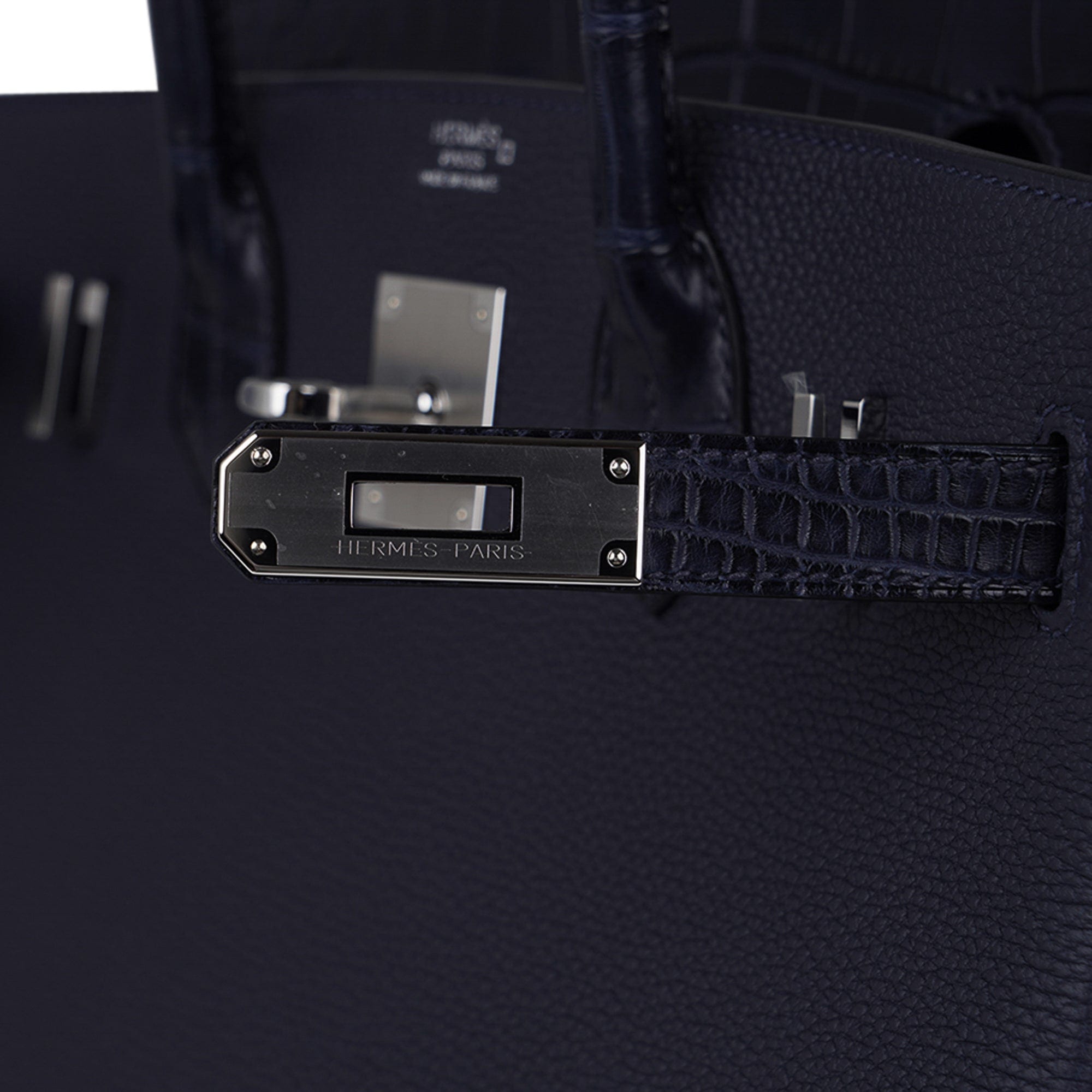 Birkin 30 Touch Blue Indigo Matte Alligator Bag Palladium Hardware