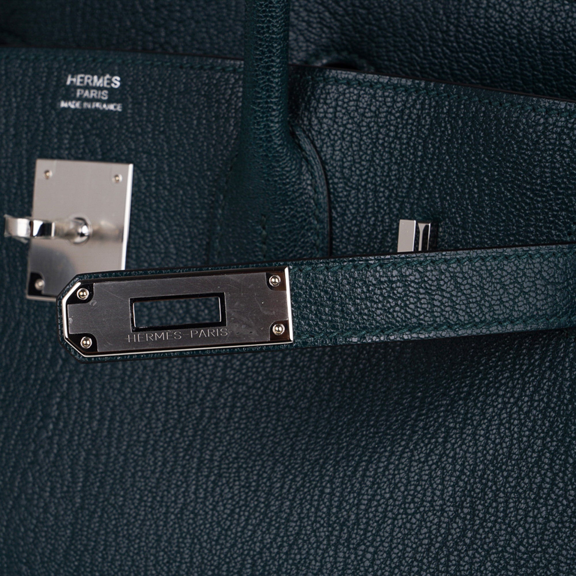 Birkin 30 Bag Vert Cypress Chevre de Coromandel with Palladium Hardware
