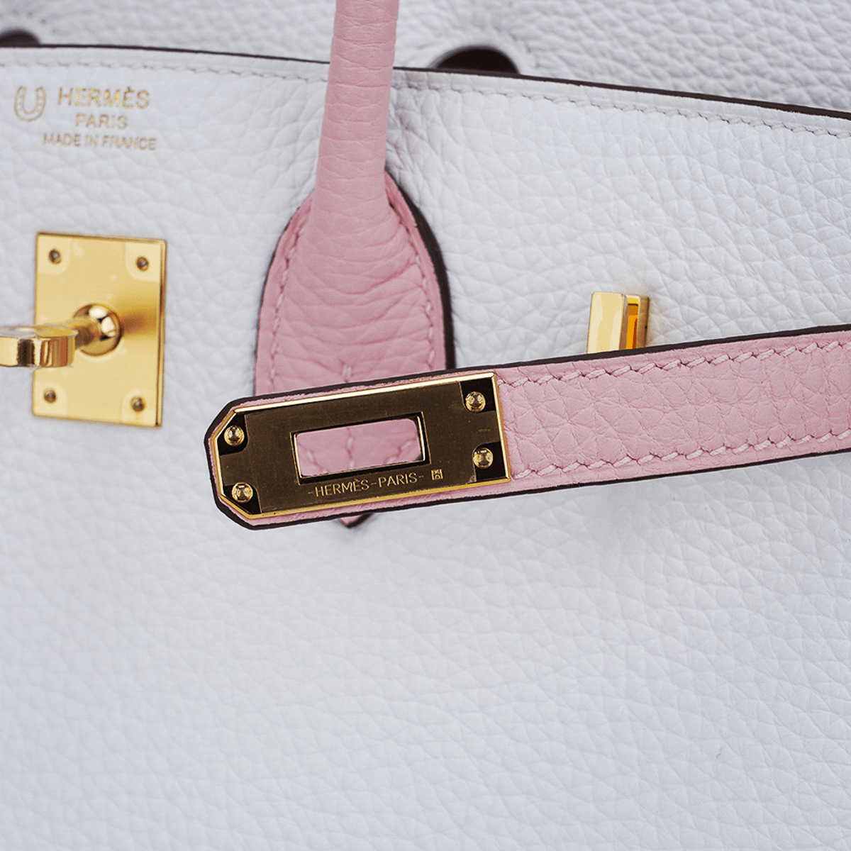 Special Order HSS Birkin 25 Bag Rose Sakura & White Clemence Leather Gold Hardware