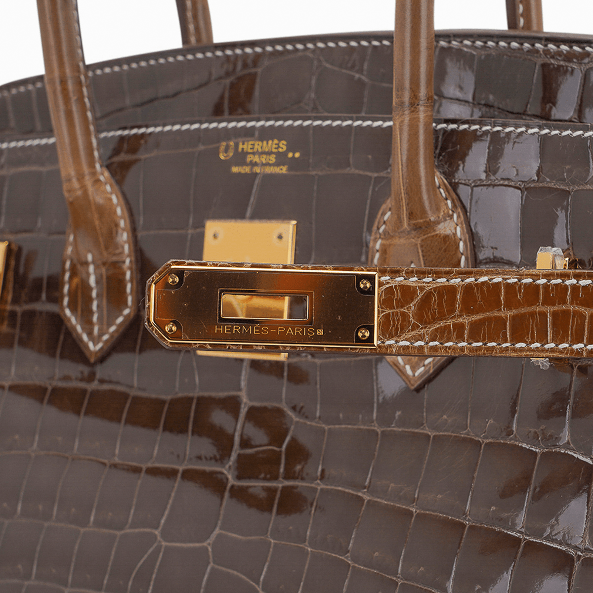 Special Order Birkin 30 HSS Bag Gris Elephant and Ficelle Crocodile with Gold Hardware