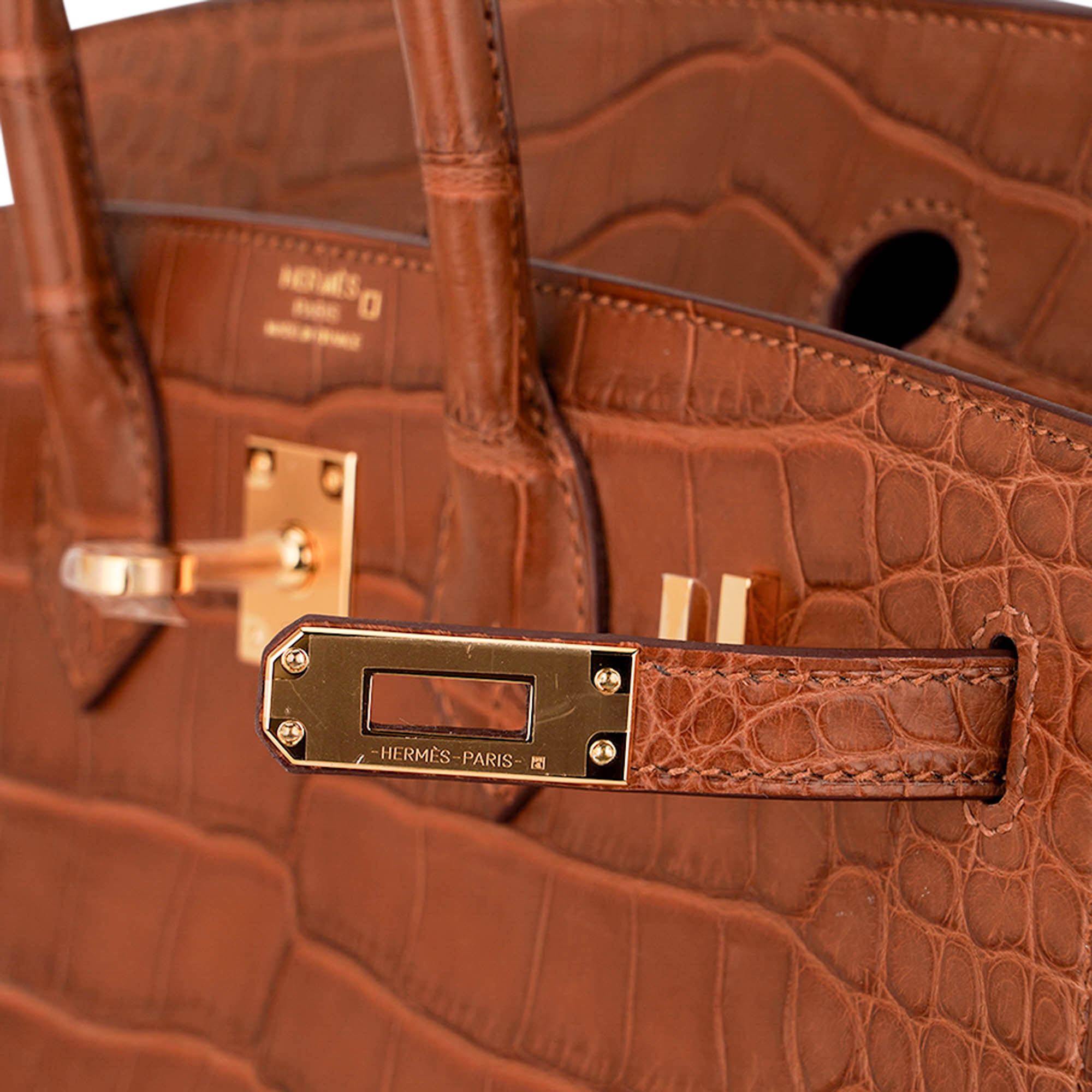 Birkin Sellier 25 Bag Gold Matte Alligator with Gold Hardware