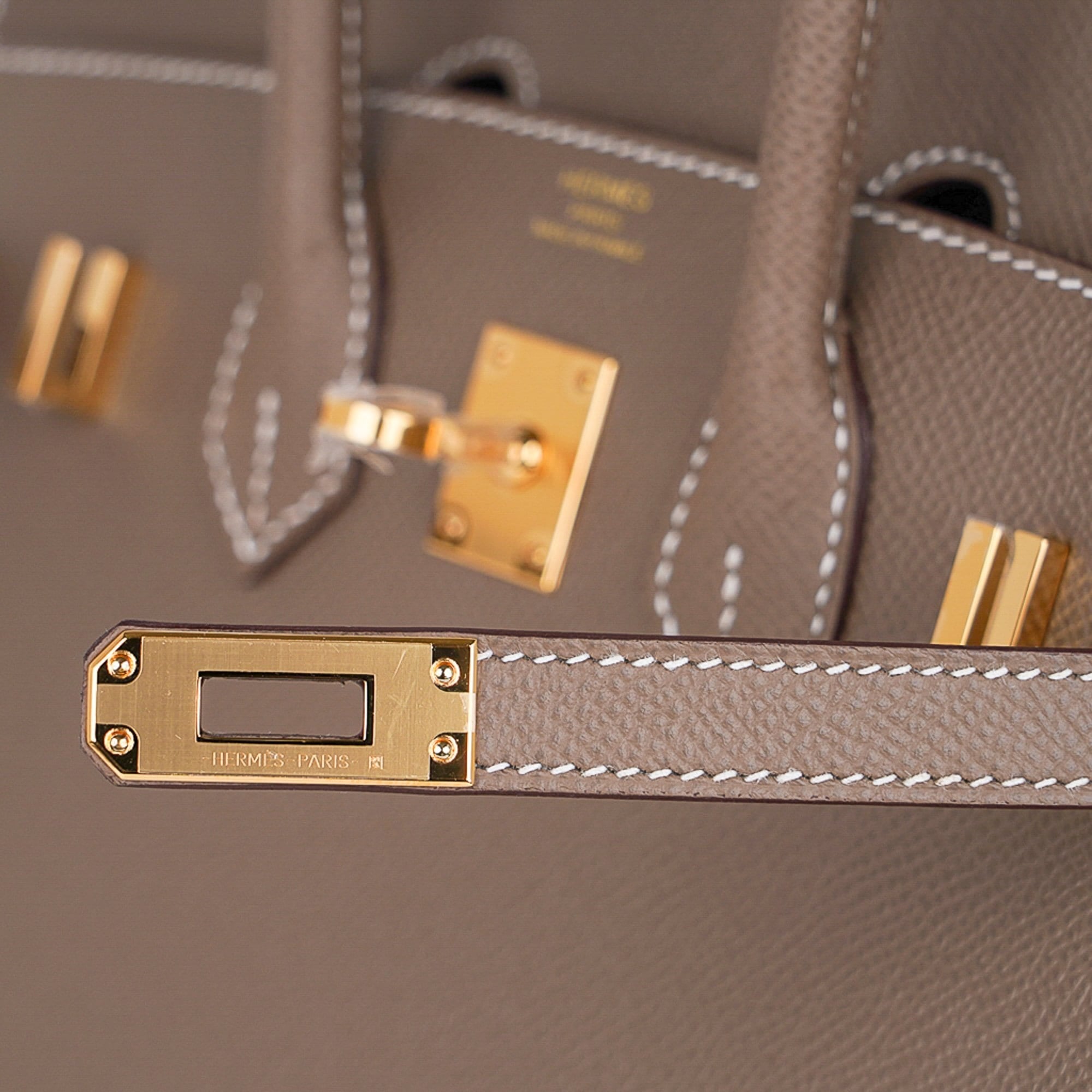 Birkin Sellier 25 Etoupe Gold Hardware Epsom Leather New w/Box