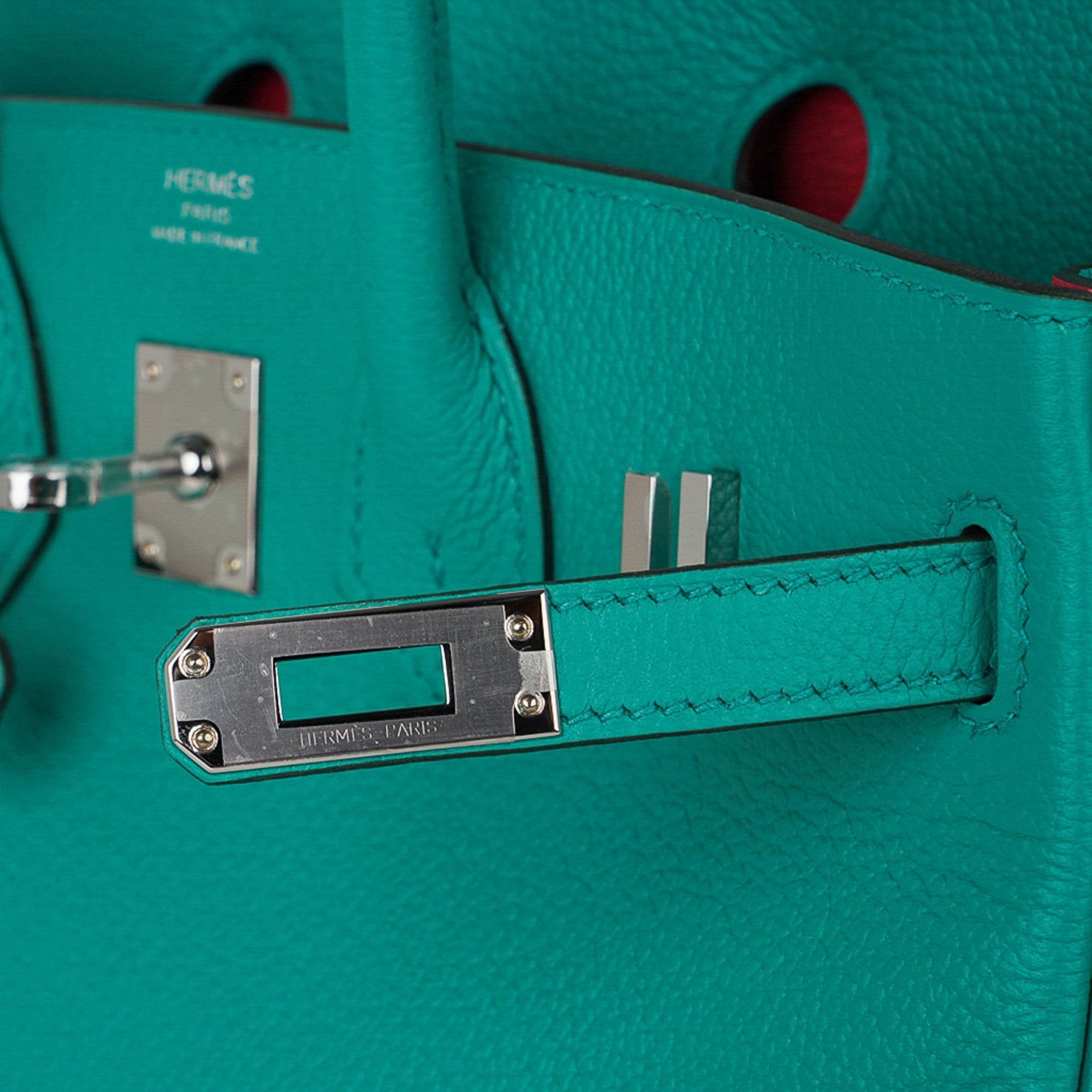 Verso Birkin 25 Bag Vert Verone & Rose Lipstick Novillo Leather with Palladium Hardware