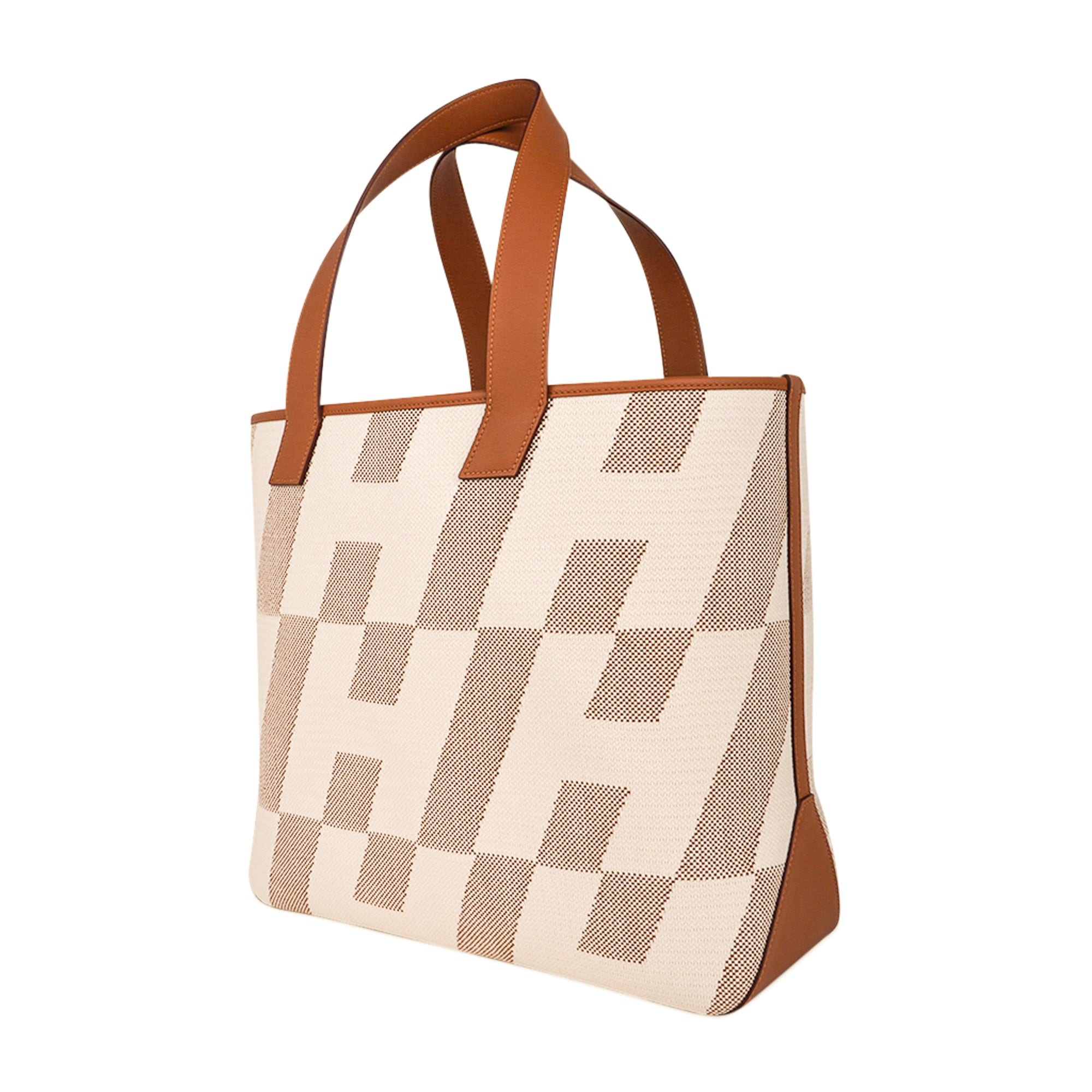 Cabas H En Biais Canvas / Swift Leather Trim 40 Tote Bag