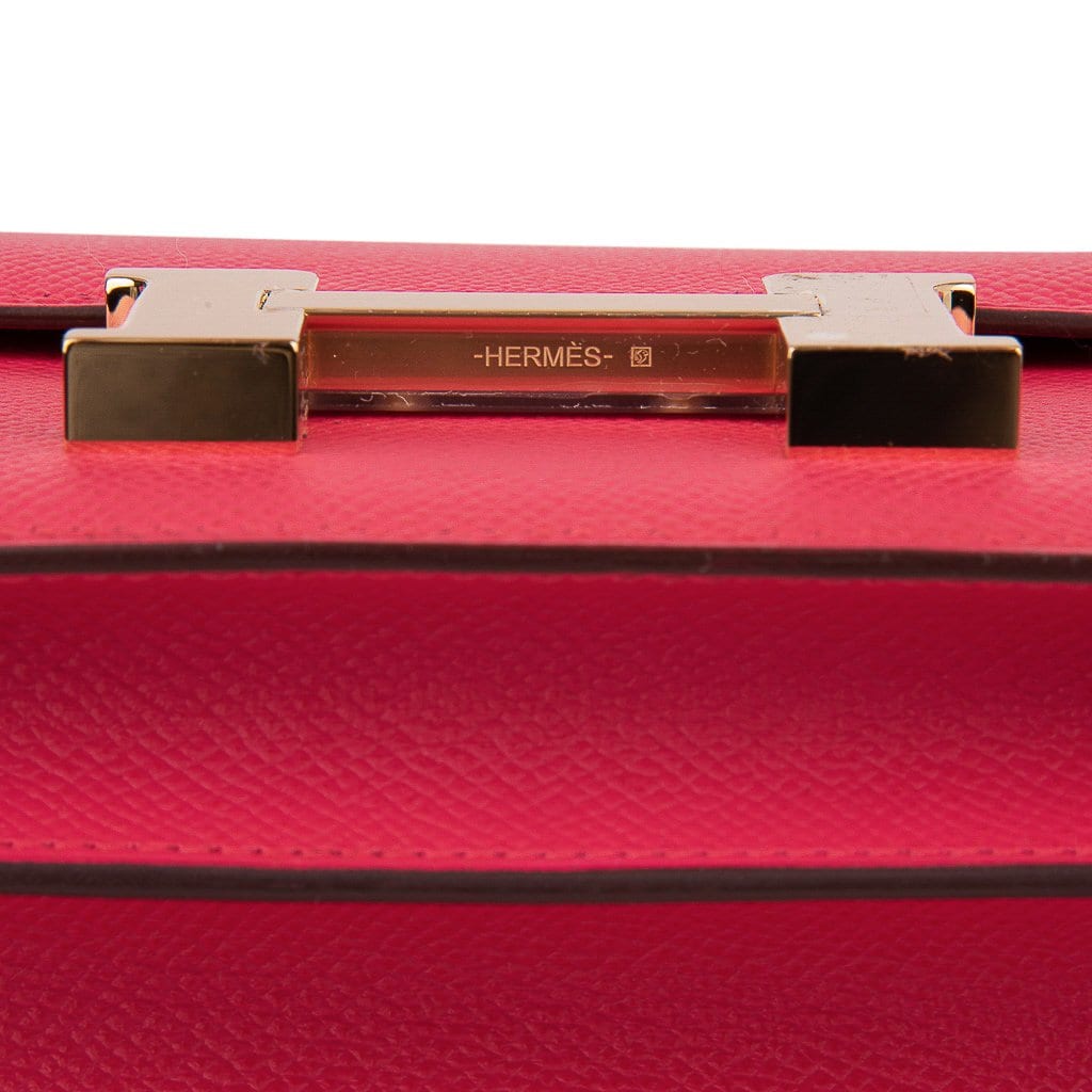 Mini Constance 18 Bag Rose Extreme Epsom Leather with Gold Hardware