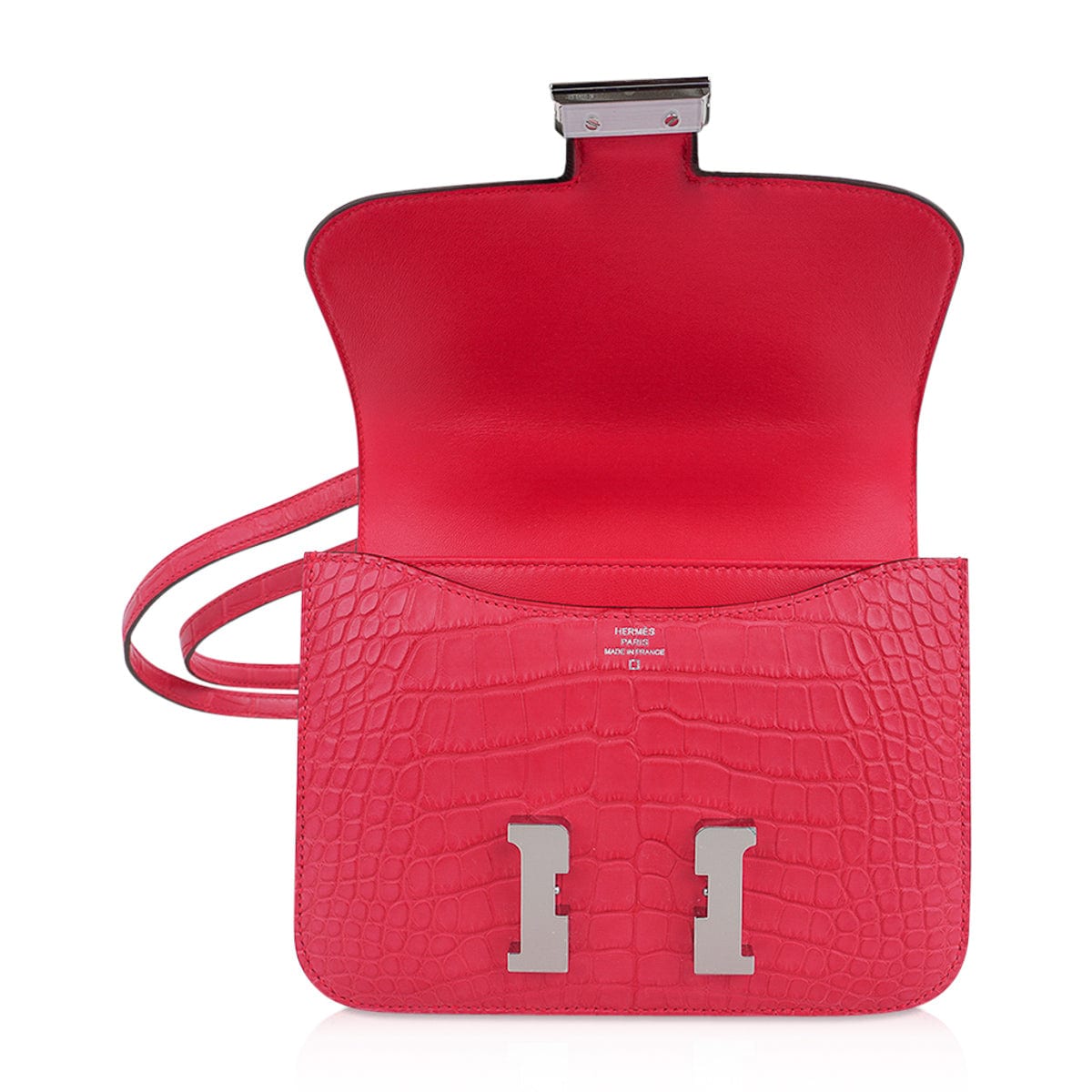Mini Constance 18 Rose Extreme Matte Alligator Bag with Palladium Hardware